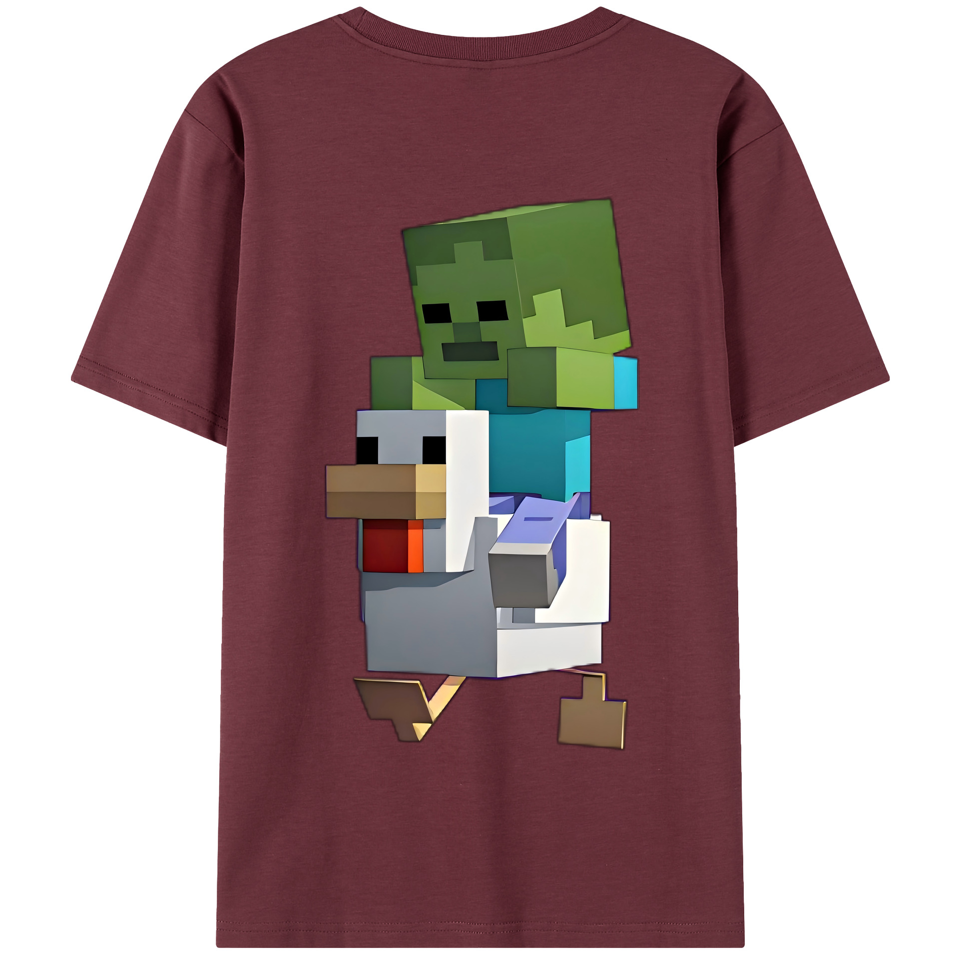 （画像用） マインクラフト ブロックの世界 Minecraft MC Block world 綿100％半袖Tシャツ（背面プリント）